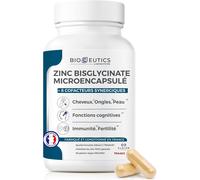 Kalanka-Bioceutics Zinc Bisglycinate 15 Mg + Selenium + Vitamine C B6 B2 B3 - Zinc Complement Alimentaire Cheveux Peau Acné Ongles - Antioxydant Immunité - Zinc Acne - Cure 2 Mois - Zinc Pure Bisglyc