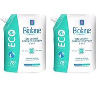 Kalanka-Biolane - Gel Douche Corps Et Cheveux 2 En 1 - Eco Recharge - Gel Lavant - 500ml - 97% Origine Naturelle - Doux - Peaux Sensible - Cheveux Fins - Bébé - Fabriqué En France (Lot De 2)