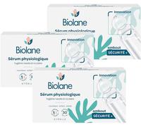 Kalanka-Biolane - Lot De 3 Sérum Physiologique - Bébé - Nettoie Le Nez Et Les Yeux - Dès La Naissance - Embout Rond Sécurité - 90 Unidoses - Fabriqué En France