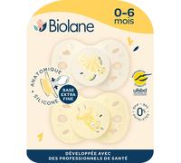 Kalanka-Biolane - Tétines Anatomiques Animaux - Sucettes Extra-Fines - 0 À 6 Mois- Jaune Et Beige - Téterelle Plate Et Réversible- Confort Optimal- Respect Du Développement Bucco-Dentaire