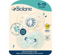 Kalanka-Biolane - Tétines Anatomiques Animaux - Sucettes Extra-Fines - 6 À 18 Mois - Vert Et Beige - Téterelle Plate Et Réversible - Confort Optimal- Respect Du Développement Bucco-Dentaire