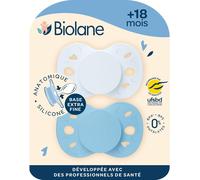 Kalanka-Biolane - Tétines Anatomiques - Sucettes Extra-Fines - 18 Mois Et +- Bleu Bicolore - Téterelle Plate Et Réversible - Confort Optimal - Respect Du Développement Bucco-Dentaire