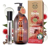 Kalanka-Bionoble Huile De Ricin Bio 500ml + Kit Mascara Et Pompe - Bouteille En Verre - Pure, Naturelle, Pressée À Froid - Huile De Ricin Pour Cheveux Cils Sourcils Ongles - Castor Oil