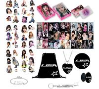 KALANKA-Blackpink Lisa Accessoire, Ensemble cadeau Lalisa, Coffret Cadeau Fans de Blackpink, Personal Lisa Rockstar Merchandise Coffret Cadeau, Carte Photo Sac à Cordon Bracelet Porte-Clés Autocollan