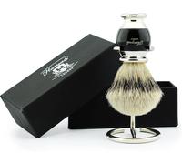 Kalanka-Blaireau De Rasage Moderne Silvertip En Poils De Blaireau De Grande Qualité Avec Support De Brosse Noir/Argenté