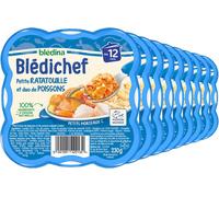 Kalanka-- Blédichef - Repas Bébé 12 Mois - 9 Plats Ratatouille Duo De Poissons - Petits Morceaux - 100% Ingrédients D'origine Naturelle - Dès 12 Mois - 9 Assiettes De 230g