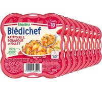 Kalanka-- Blédichef - Repas Bébé 18 Mois - 9 Plats Ratatouille Boulghour Poulet - Petits Morceaux - 100% Ingrédients D'origine Naturelle - Dès 18 Mois - 9 Assiettes 250g (L'emballage Peut Varier)