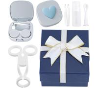 Kalanka-Bleu Etui Lentilles De Contact Ensemble 3 Pi¿¿Ces, Gel De Silice Ventouse Lentille, Facile Utiliser Accessoires Pour Lentilles, Coffret Cadeau Arc, Pour Voyages, Travail, Rendez Vous