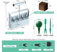 KALANKA-Bloc de Terre Manuel, Bloc de Terre à 4 Cellules 2inch, Outil de Blocage de la Terre à la Main pour Le démarrage des Semences, Les Plantations (Une Seule Rangée)