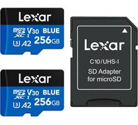 KALANKA-Blue Carte Micro SD 256Go 2PK, jusqu'à 160 Mo/s en Lecture, Carte microSDXC UHS-I, C10, U3, V30, A2, vidéo Full HD et 4K, Carte mémoire Haute Vitesse pour Smartphones/tablettes/caméras d'acti
