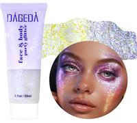 Kalanka-Body Glitter Gel 50ml, Paillettes De Visage, Body Gel Paillettes Shimmer Liquide Fard À Paupières, Paillettes Chunky Holographique Laser Poudre Festival Glitter(013 Purple)