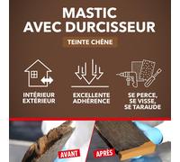 KALANKA-BOIS - Pâte à Bois - Angles et Gros Trous - Reconstitue Parties les Manquantes - Intérieur Extérieur - Haute Résistance & Adhérence - Sec en 20min - Chêne - Technique Professionnelle - 190g