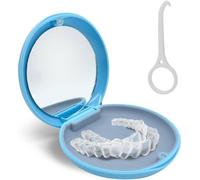 Kalanka-Boite Appareil Dentaire Orthodontie, Boite A Dentier Portative Boite Pour Orthèse Avec Miroir Vide Pour La Retenue Et La Protection Des Dents Avec Outil D'enlèvement De L'alignement (Bleu)