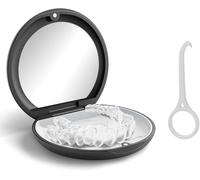 Kalanka-Boite Appareil Dentaire Orthodontie, Boite A Dentier Portative Boite Pour Orthèse Avec Miroir Vide Pour La Retenue Et La Protection Des Dents Avec Outil D'enlèvement De L'alignement (Noire)