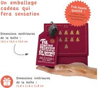 Kalanka-Boîte Cadeau De Noël - Boîte À Énigmes Pour Cadeaux En Argent - Design Pailleté Rouge Avec Imprimé Xmas - Taille S (12 Cm)