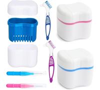 Kalanka-Boîte De Prothèse, Boite Dentier, Brossettes Interdentaire, 2 Étuis De Prothèse Avec 2 Brosses De Nettoyage De Prothèse,2 Scovolini Interdentali, Pour Le Nettoyage Du Stockage Des Fausses Den