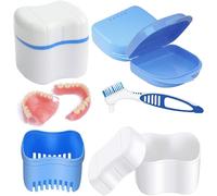 Kalanka-Boîte De Prothèse, Boite Dentier, Brossettes Interdentaire, Étuis De Prothèse Scovolini Interdentali, Pour Le Nettoyage Du Stockage Des Fausses Dents. (3 Pièces Bleues)