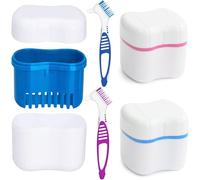 Kalanka-Boîte De Prothèse, Panier Porte-Brosse De Prothèse, Boîte À Dentier, 2 Étuis De Prothèse Avec 2 Brosses De Nettoyage De Prothèse, Pour Le Nettoyage Du Stockage Des Fausses Dents.