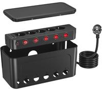 KALANKA-Boîte de Rangement pour Câbles avec Multiprise USB,Prise Multiple avec Interrupteur Boîte Cache-Câble,Cache Multiprise,Garder les Câbles Bien Rangés,Grande Boîtier de Câble Range-câble,Cable