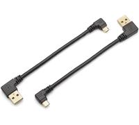 KALANKA-Bolongking 2 Pcs USB 2.0 Cable Left Angled to Right Angled Micro-B Data Sync and Charge Cable