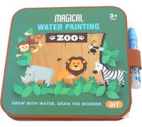 KALANKA-Boloshine Livre Magique à L'eau Réutilisable, Magic Water Book, Effaçable Livre de Coloriage a L¿eau avec Autocollant Assorti et Stylo pour 3+ âge Garçons Filles Cadeaux (Animaux)