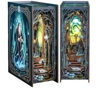 KALANKA-Book Nook-DIY Kit de Livres Miniatures pour Maison de poupée, Serre-Livres Puzzle en Bois 3D,bibliothèque décorative avec lumière LED pour Les Adolescents (The Gate of Wonderland)