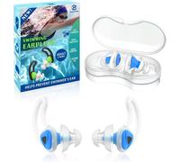 KALANKA-Bouchons d'oreilles de Natation, 2 Paires Protection Auditive Bouchon Piscine-Protection Contre l'eau pour Nageurs Douche Bain le Surf Bleu