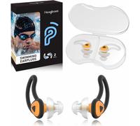 KALANKA-Bouchons d'oreilles de Natation, 2 Paires Protection Auditive Bouchon Piscine-Protection Contre l'eau pour Nageurs Douche Bain le Surf Orange
