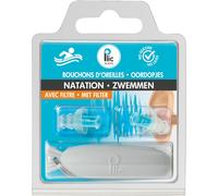 KALANKA-Bouchons d'oreilles natation/piscine/mer - Atténuation 18dB - Protection auditive confortable - 2+1 corolles et double filtre - Hypoallergéniques et réutilisables