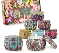 Kalanka-Bougies Parfumées 8 Pièces 1296g Cire De Soja Avec Vanille Lavande Café Figue Parfum D'ambiance Aromathérapie Coffret Cadeau Pour Maman Ou Femme Anniversaire Saint Valentin 240 Heures De Comb