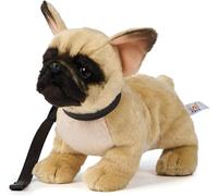 KALANKA-Bouledogue français (Beige) - avec Laisse - 26 cm (Longueur) - Chien en Peluche - Doudou