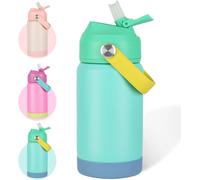Kalanka-Bouteille D'eau Isotherme Pour Enfants, 350ml Gourde Isotherme Pour Enfants Avec Paille, Motif Anti-Rayures Avec Poignée, Sans Bpa, Pour Boisson Chaude Ou Froide Pour Garçons Filles(Vert)