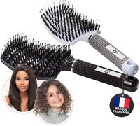 Kalanka-Brosse Poil De Sanglier- 2 Brosses À Cheveux - Démélant Cheveux 100% Naturel