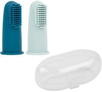 Kalanka-Brosses À Dents En Silicone Pour Bébé, 2x Brosses À Dents De Doigt Pour Bébés Et Tout-Petits, 1x Étui De Protection, Sans Bpa, Silicone, Bleu 876674