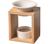 Kalanka-Brûle Parfum Arina - Brûleur Fondant Cire Parfumée ¿ Diffuseur Huile Essentielle Et Parfum D¿Ambiance ¿ Bougeoir Aromathérapie Porte Bougie En Bois Et Céramique Décoratif - Hauteur: 12 Cm - Z