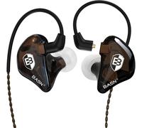 KALANKA-Bsinger Écouteurs intra-auriculaires filaires avec isolation phonique, deux pilotes dynamiques, IEM haute définition avec câble MMCX détachable pour musiciens, batteurs, chanteurs (marron)