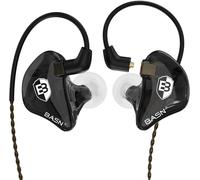 KALANKA-Bsinger Écouteurs intra-auriculaires filaires avec isolation phonique, deux pilotes dynamiques, IEM haute définition avec câble MMCX détachable pour musiciens, batteurs, chanteurs (noir)