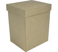 KALANKA-BT044C - Un support en papier brun mâché 14x12x17 cm, Boite rectangle haute