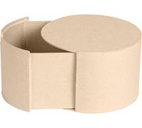 KALANKA-BT087C - Un support en papier brun mâché 16x16x10 cm, Boîte ronde avec tiroir