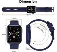 KALANKA-BT3 Montre Connectée Femme Homme, 1.69"" Smartwatch avec Appel Bluetooth, 28 Modes Sportifs, Podometre/Fréquence Cardiaque/Sommeil, Etanche IP68, Fitness Tracker pour Android iOS, Blau