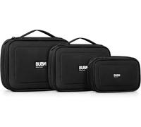 KALANKA-BUBM 3pcs/Set Waterproof Universal Electronics Accessories Travel Organizer Carrying Case Camera Lens Charger Cable Organiser Triple Set(Large, Medium, Small)-Black