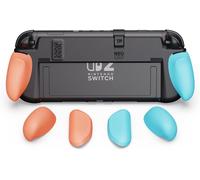 KALANKA-by Skull & Co. NeoGrip for Nintendo Switch 2: an Ergonomic Grip Hard Shell Handheld Case with Replaceable Grips [to fit All Hands Sizes] [No Carrying Case]- Neon Blue(L)+Neon Red(R)