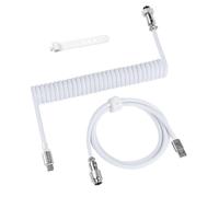 KALANKA-C01 PRO Câble de Clavier Spiralé USB C, Type C Vers USB A pour Gamer, Tressé avec Connecteur D'aviation en Métal, Double Manchon, Blanc
