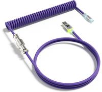 KALANKA-C01 ULTRA Câble spiralé RVB personnalisé pour clavier de jeu, Type-C vers USB-A HyperSpeed, Câble de clavier mécanique à double gaine en TPU avec connecteur Aviator détachable - Violet