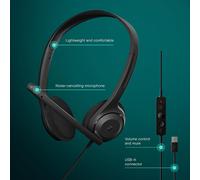 KALANKA-C1 Casque USB-A Filaire Professionnel - Micro Anti-Bruit, Audio Amélioré, Confort on-Ear, Certifié Chrome, Plug-and-Play, Compatible PC & Laptop, Idéal pour Télétravail, Appels et Bureaux