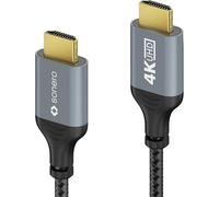 KALANKA-Câble ® 4K HDMI, prise HDMI vers prise HDMI, HDMI 2.0, 4K 60Hz, 2K 120Hz, gaine coton, gris/noir, 1.00 mètres