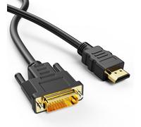 KALANKA-Câble adaptateur HDMI vers DVI 1,8 m - Câble adaptateur bidirectionnel DVI-D 24+1/HDMI - Pour connecter un appareil HDMI à un moniteur DVI ou vice versa - Full HD/1080P