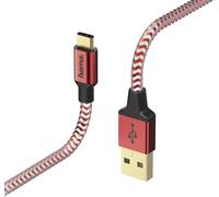KALANKA-Câble de charge et transfert de données ""Reflective"" (USB-A mâle vers USB-C, USB 2.0, plaqué or, 480 MBit/s, 20 V, 3 A, longueur de câble de 1,5 m) Rouge