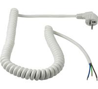 KALANKA-câble de raccordement spiralé 1 m à 2,5 m H05VV-F 3G1,5-230 V / 16 A - fiche coudée avec Terre - câble Nu dénudé 60 mm - IP20 Usage intérieur - Haute fiabilité - Blanc, 70423