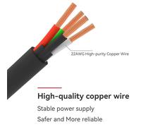 KALANKA-Câble D'extension à 4 Broches pour AMS Lite, Câble D'extension de 1 M avec Coque en PVC à âme en Cuivre 22 AWG avec Anneau Magnétique (noir) (Modèle sans anneau magnétique)